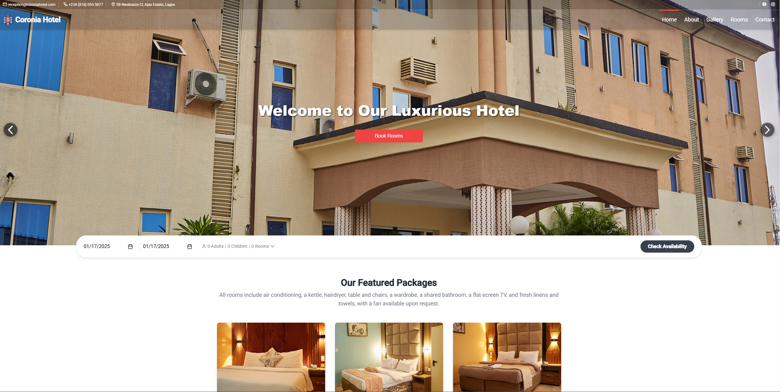 Coronia Hotel Website